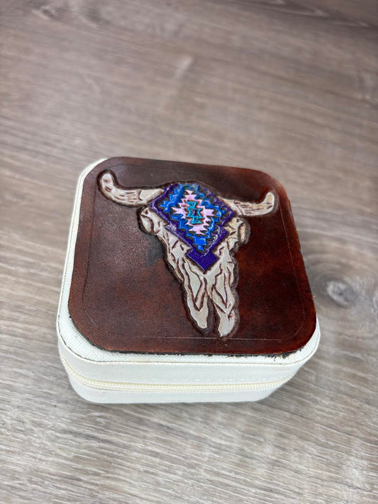 Jewelry Box - tooled cow skull