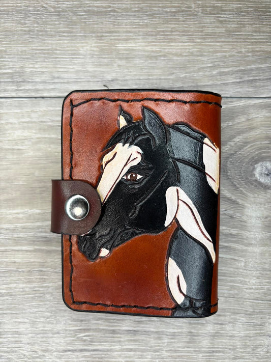 Bi-Fold Minimalist Wallet - Red Roan / Black Paint
