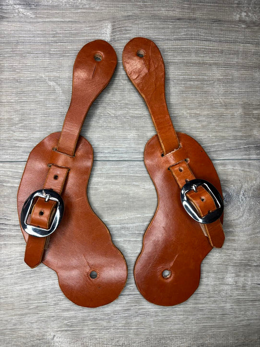 Set of Woman's spur straps - buckaroo - saddle tan