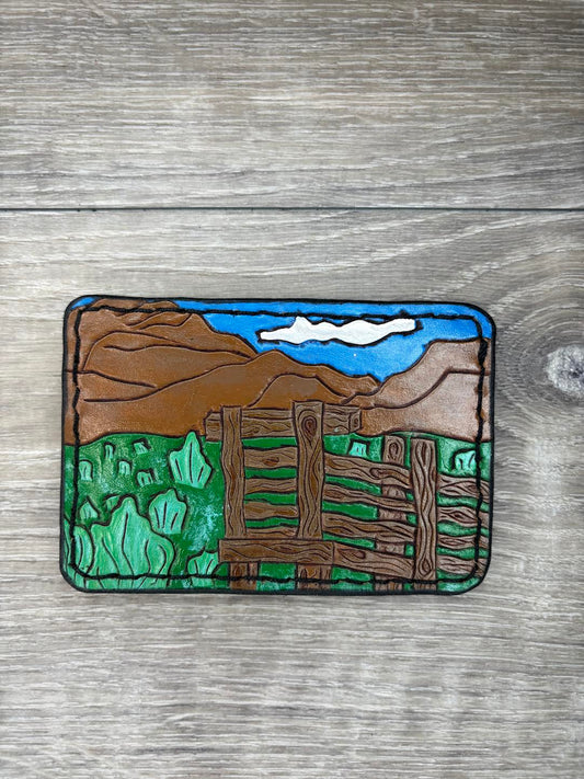 Minimalist Wallet - Tooled wood fence