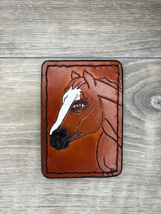 Minimalist Wallet - Tooled Sorrel horse