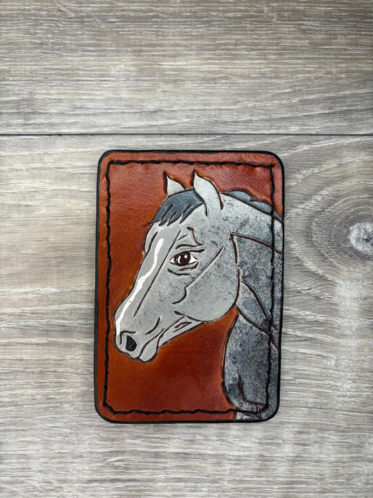 Minimalist Wallet - Tooled Gray Horse