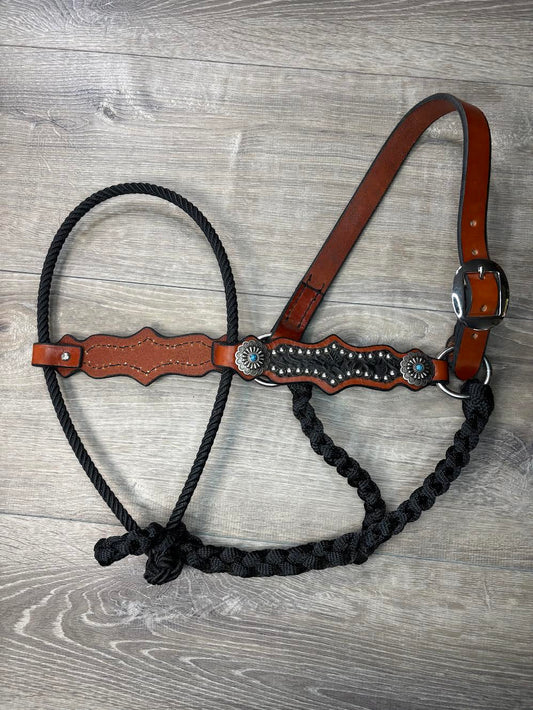 Lariat hybrid halter black embossed