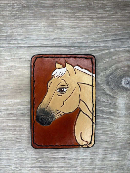 Minimalist Wallet - Tooled Palomino Horse