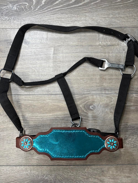 Premier metallic turquoise bronc halter