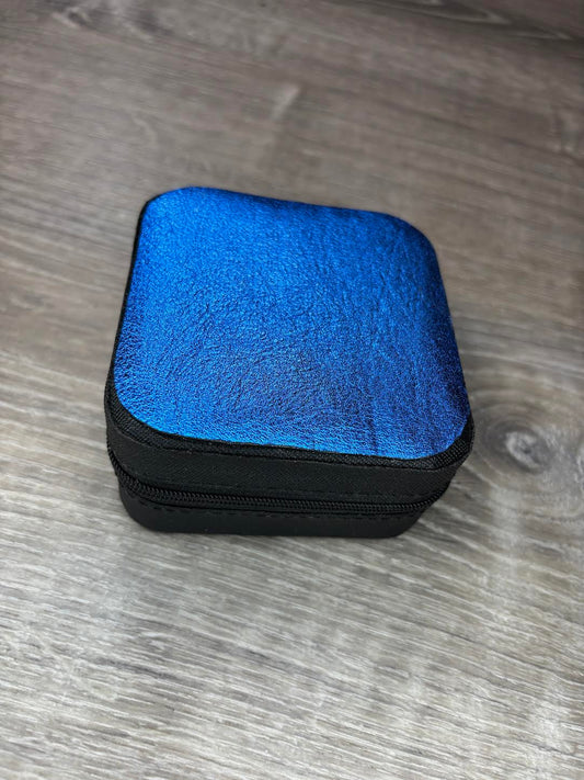 Jewelry box with metallic blue