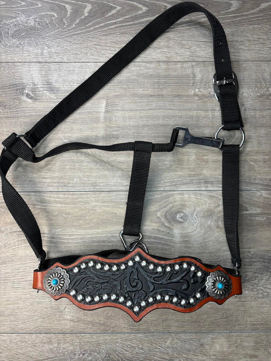 Regal bronc halter with black embossed leather