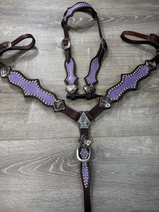 Lavender headstall and breastcollar set