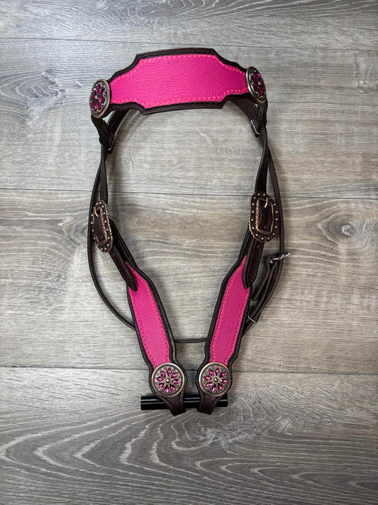 Hot pink browband headstall and breastcollar set