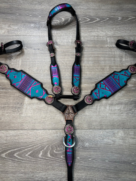 Rio Navajo headstall and breastcollar set
