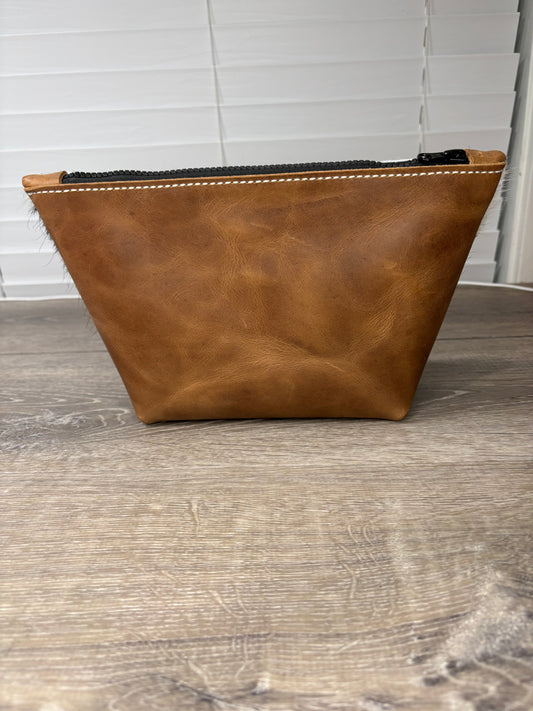 Big cosmetic bag black and white hair on hide