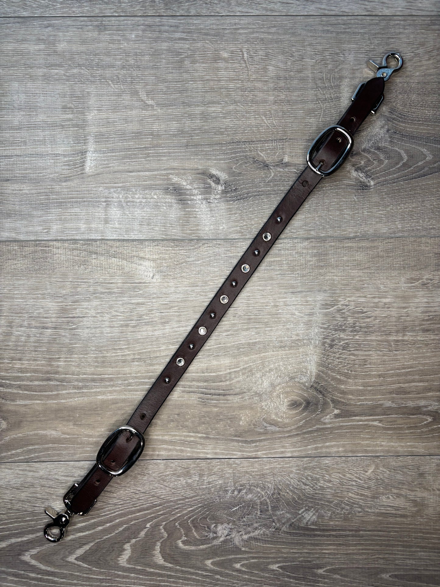 Wither strap- brown with clear crystals and spots