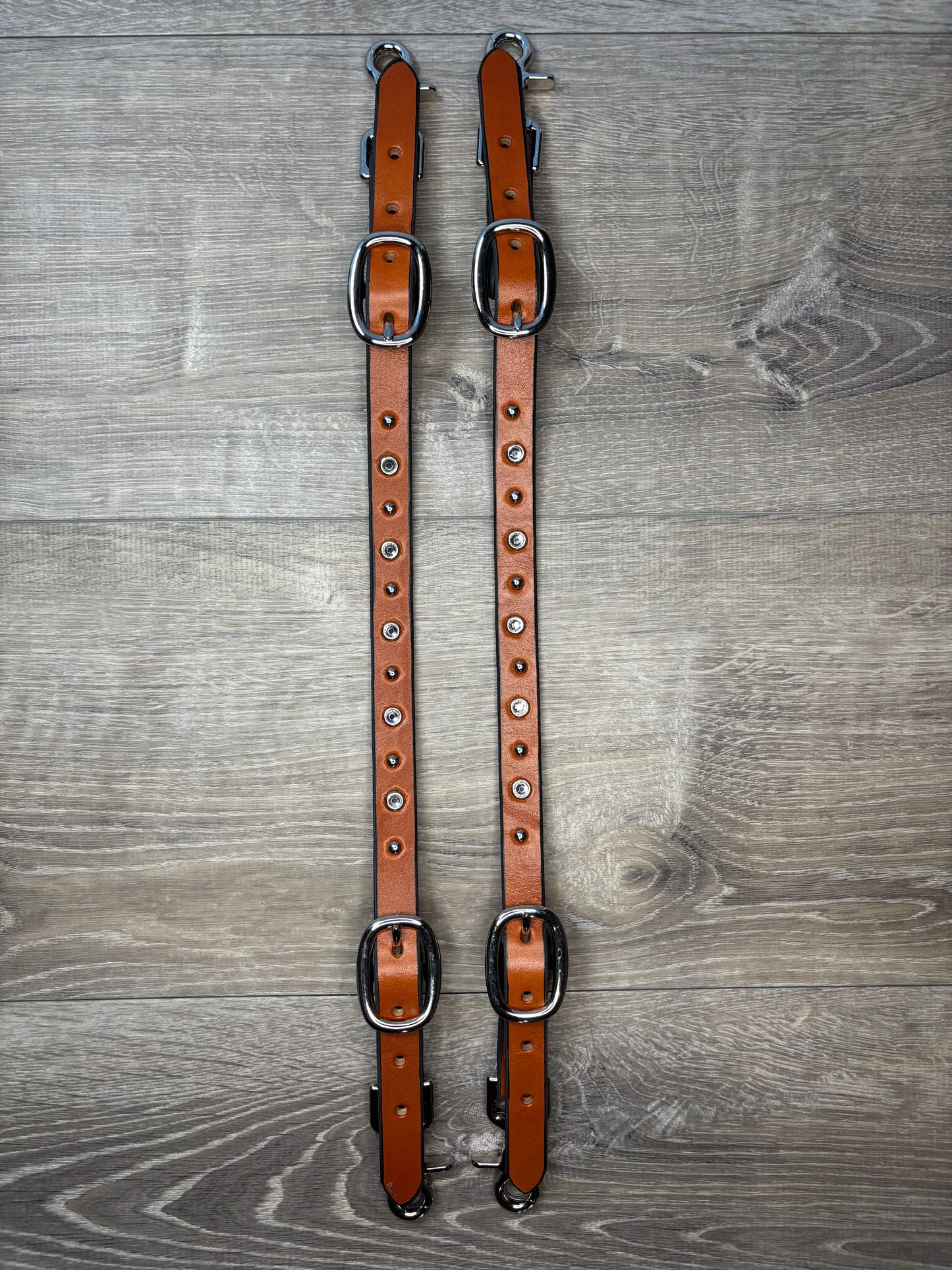 Wither strap- saddle tan with clear crystals and spots