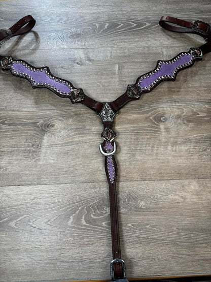 Lavender headstall and breastcollar set