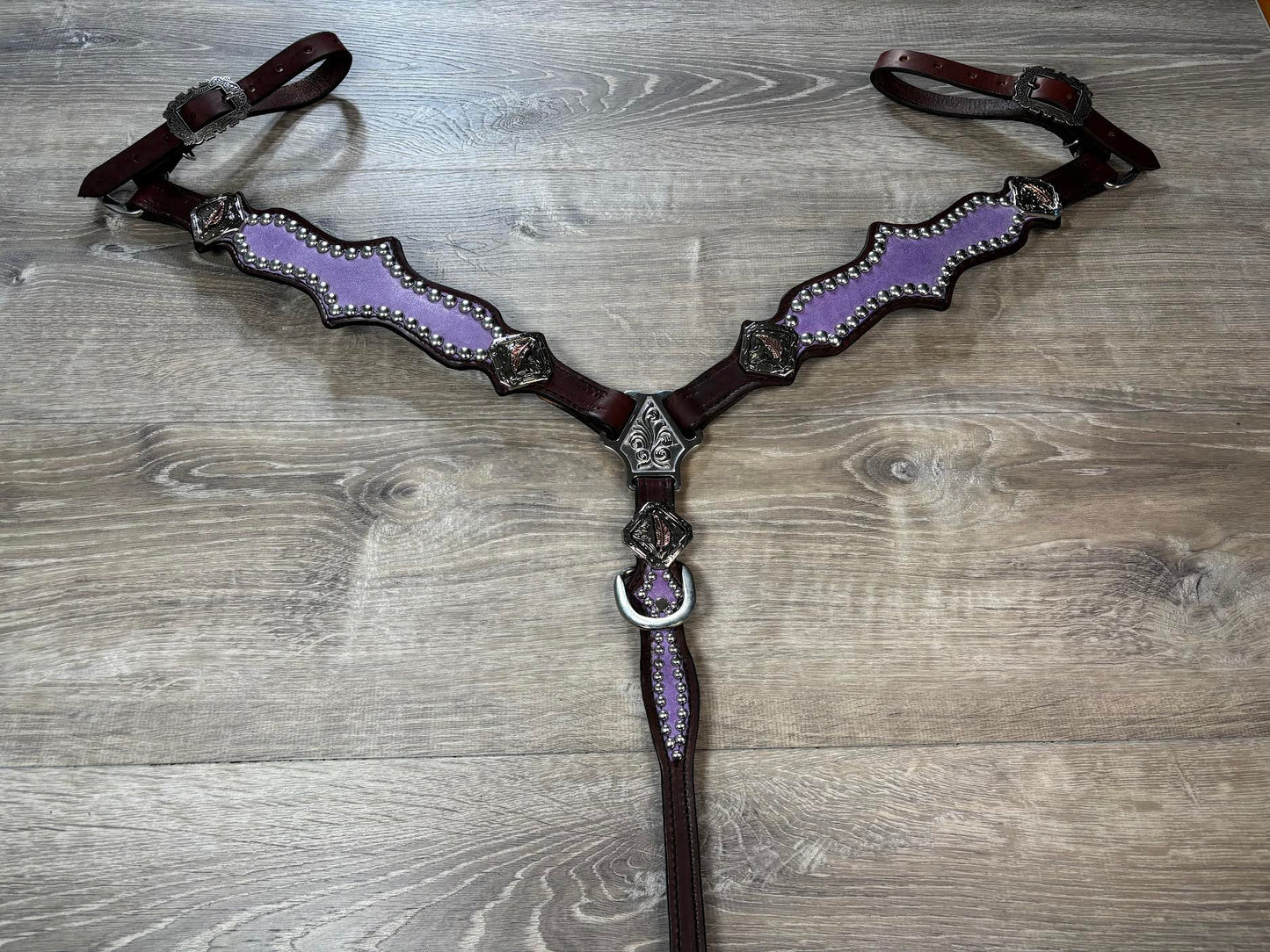 Lavender headstall and breastcollar set