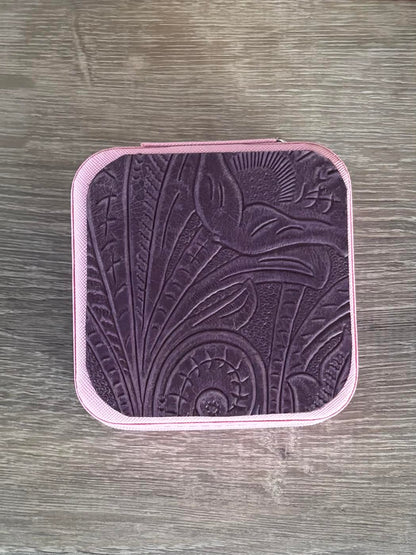 Jewelry box with purple tooled