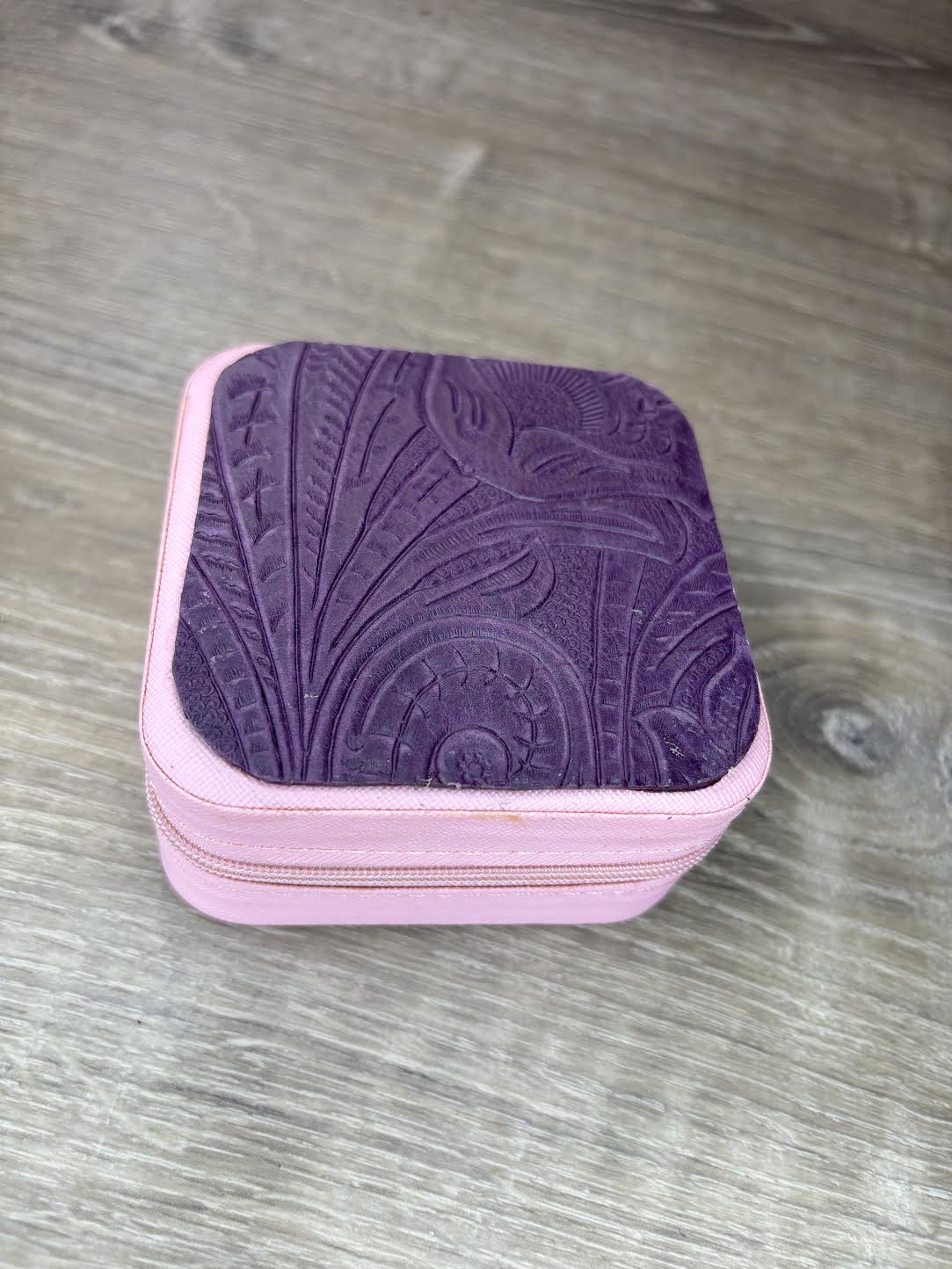 Jewelry box with purple tooled