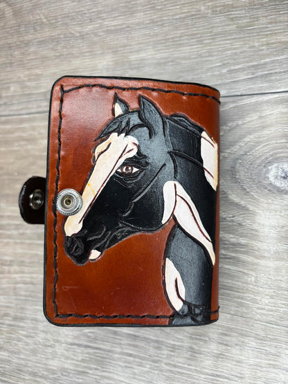 Bi-Fold Minimalist Wallet - Red Roan / Black Paint