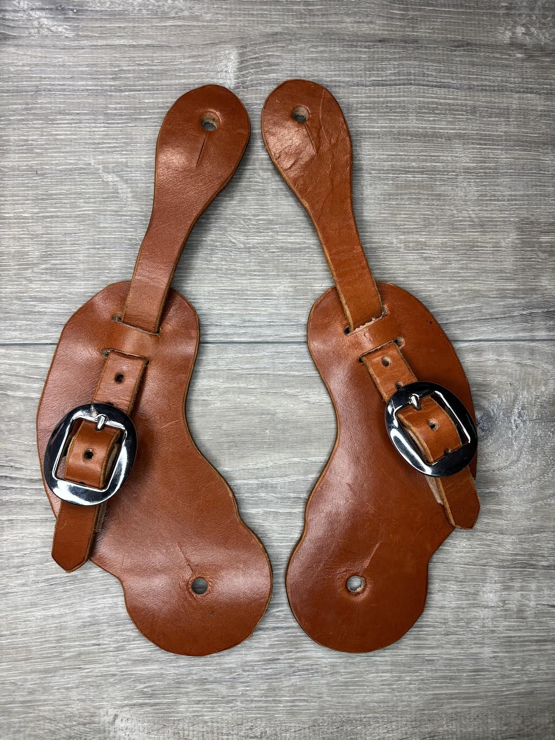 Set of Woman's spur straps - buckaroo - saddle tan