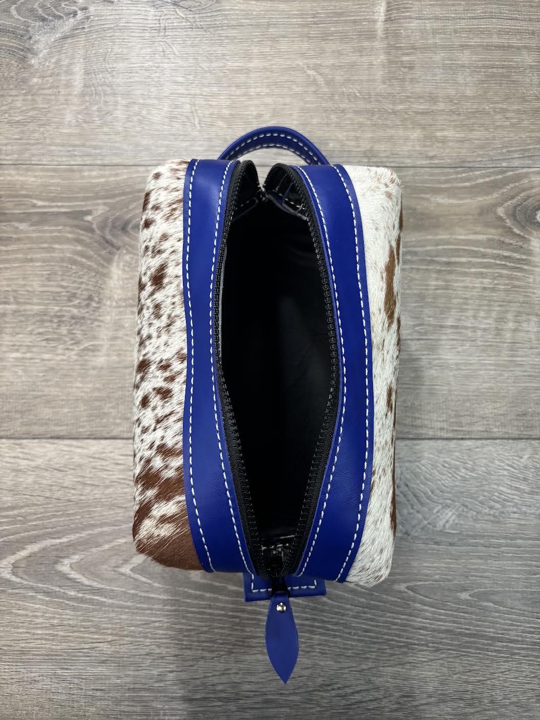 Travel Bag brown and white hair on hide