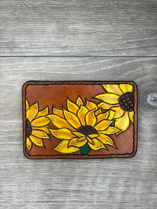 Minimalist Wallet - Tooled sunflower