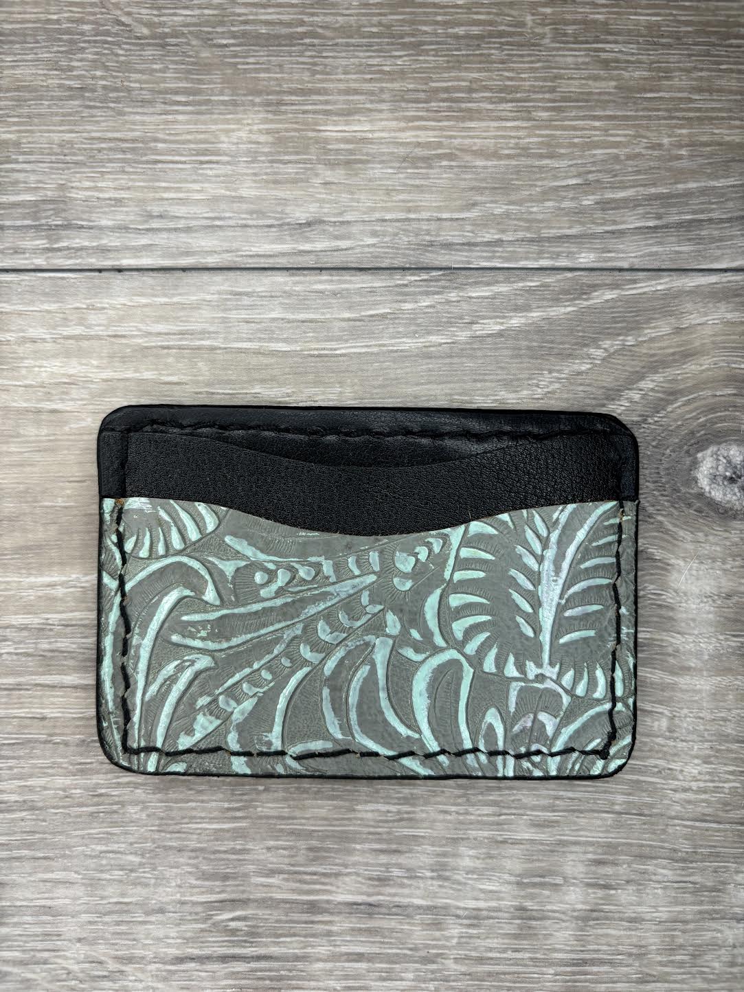 Minimalist Wallet - Tooled Gray Horse