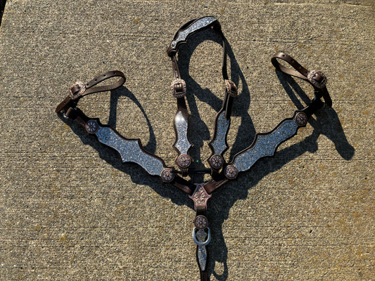 Regal silver glitter headstall and breast collar set