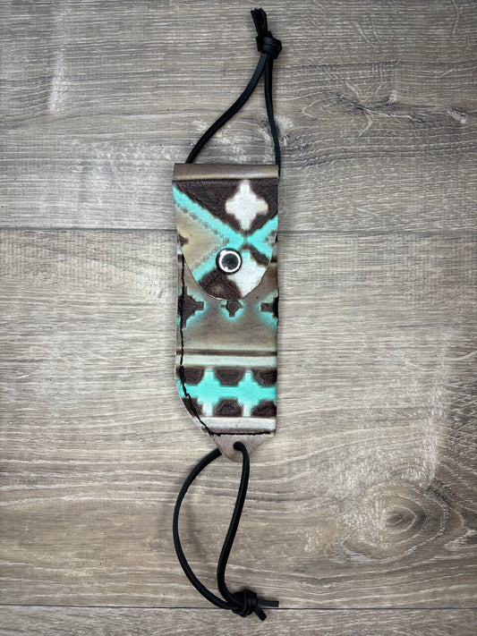 Hoof pick holder- Navajo turquoise and brown