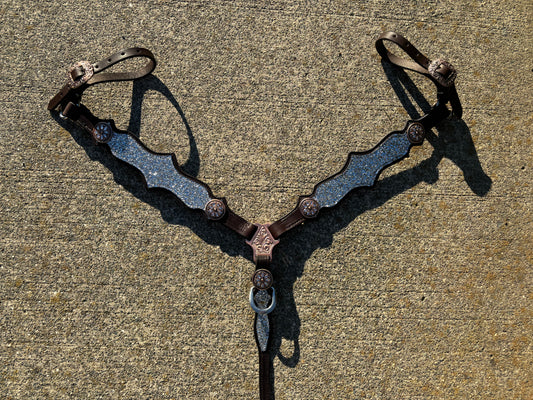 Regal silver glitter headstall and breast collar set