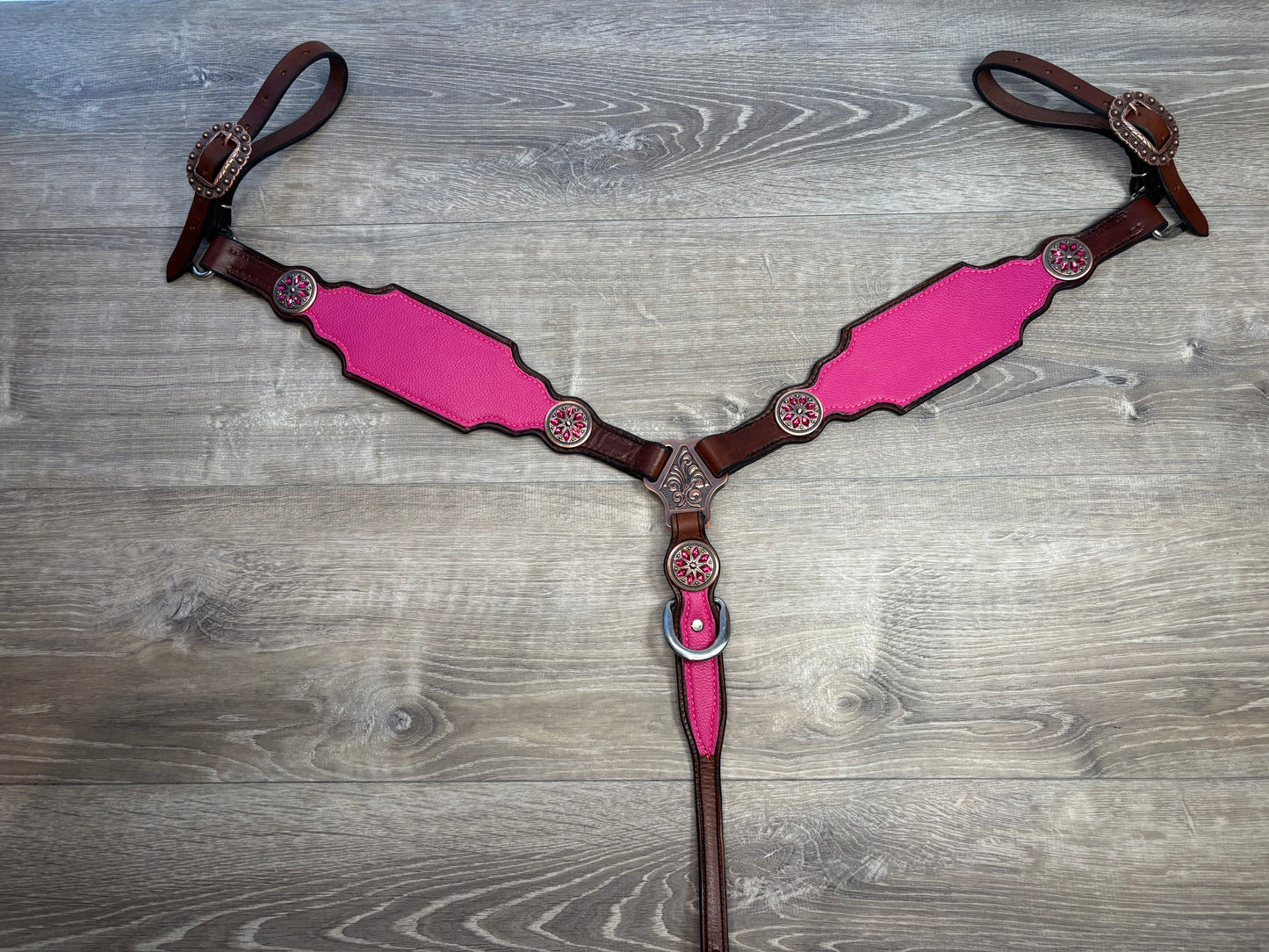 Hot pink browband headstall and breastcollar set