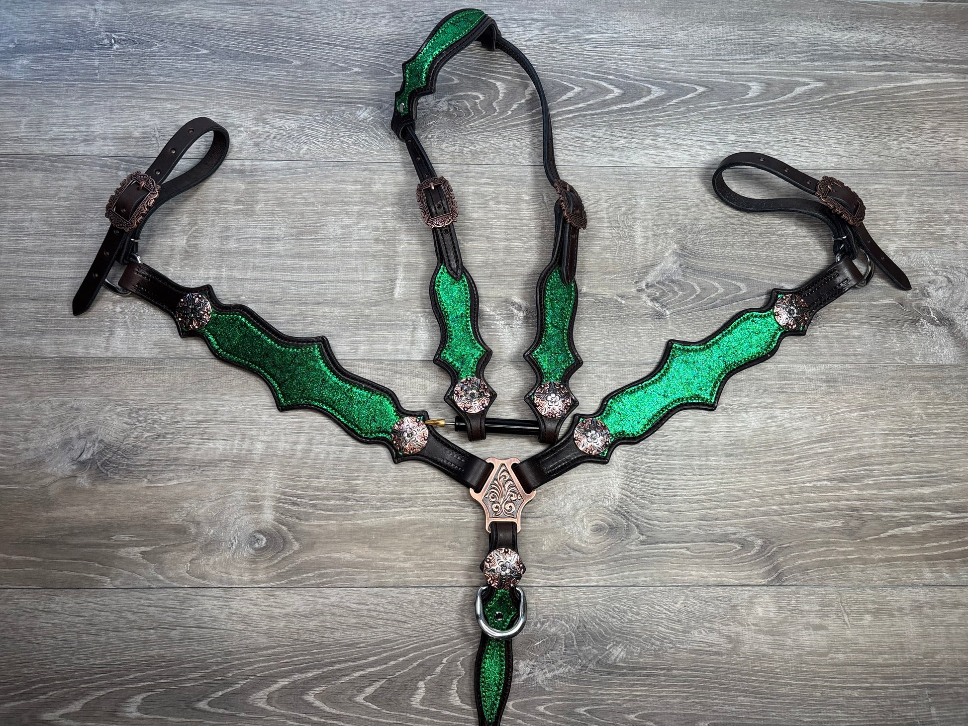 Regal green tack set – Bar M Leather LLC
