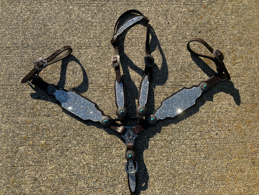 Premier silver glitter headstall and breast collar set